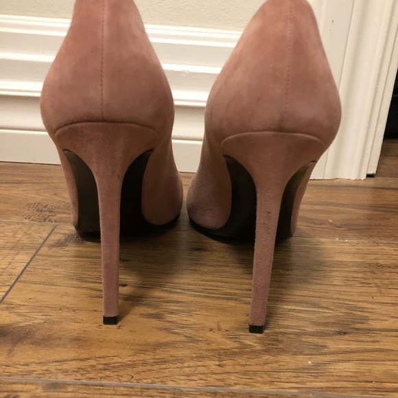 Saint Laurent YSL Dusty Rose Suede Heels - Picture 3 of 7